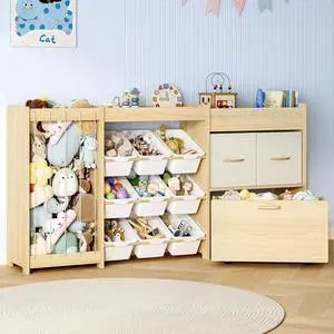 5-in-1 Toy Storage Organizer, Plush Holder, 9 Bins, Toy Chest 5-in-1 Toy Storage Organizer, Plush Holder, 9 Bins, Toy Chest