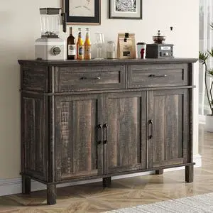 48 Inch Sideboard Buffet Cabinet with Storage, Rustic Brown 48 Inch Sideboard Buffet Cabinet with Storage, Rustic Brown