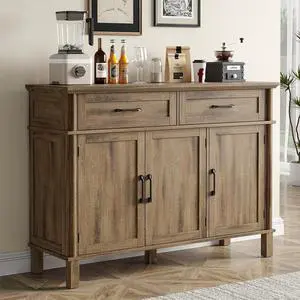 48 Inch Sideboard Buffet Cabinet with Storage, Washed Grey 48 Inch Sideboard Buffet Cabinet with Storage, Washed Grey