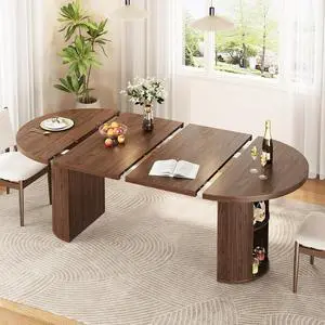 41 in-78 in Extendable Dining Table for 4-8 w/Storage, Walnut 41 in-78 in Extendable Dining Table for 4-8 w/Storage, Walnut