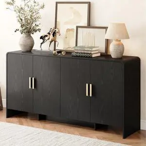 60 Inch Sideboard Buffet Cabinet, Black 60 Inch Sideboard Buffet Cabinet, Black