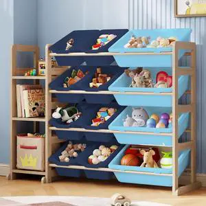 Toy Storage Organizer - Toy Organizers and Storage with Bookshelf, Toy Storage Shelf with 3 Shelves and 12 Storage Bins, Kids Bookshelf and Toy Storage for Kids Room, Playroom, Bedroom, Nursery, Blue Toy Storage Organizer - Toy Organizers and Storage with Bookshelf, Toy Storage Shelf with 3 Shelves and 12 Storage Bins, Kids Bookshelf and Toy Storage for Kids Room, Playroom, Bedroom, Nursery, Blue