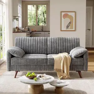 64.5" Loveseat for Living Room, Comfy Chenille Love Seat, Gery 64.5" Loveseat for Living Room, Comfy Chenille Love Seat, Gery