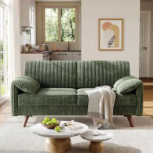 64.5" Loveseat for Living Room, Comfy Chenille Love Seat, Green 64.5" Loveseat for Living Room, Comfy Chenille Love Seat, Green