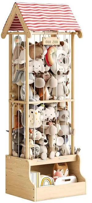 Stuffed Animal Storage, Wooden Stuffed Animal Zoo with Toy Box and Triangular Ceilings, Vertical Stuffed Animal Holder with Thicker Elastic Band, Plushies Storage for Playroom, Nursery, Bedroom Stuffed Animal Storage, Wooden Stuffed Animal Zoo with Toy Box and Triangular Ceilings, Vertical Stuffed Animal Holder with Thicker Elastic Band, Plushies Storage for Playroom, Nursery, Bedroom