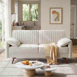 64.5" Loveseat for Living Room, Comfy Chenille Love Seat, Beige 64.5" Loveseat for Living Room, Comfy Chenille Love Seat, Beige