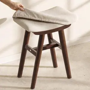 Dark Walnut Rubber Wood Vanity Stool Dark Walnut Rubber Wood Vanity Stool