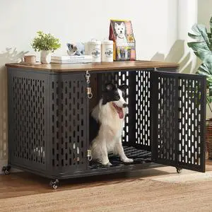 43.7" Furniture Style Dog Crate with Flip-Top Access and Wheels 43.7" Furniture Style Dog Crate with Flip-Top Access and Wheels