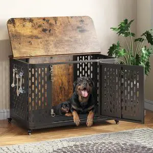 38.3" Furniture Style Dog Crate with Flip-Top Access and Wheels 38.3" Furniture Style Dog Crate with Flip-Top Access and Wheels