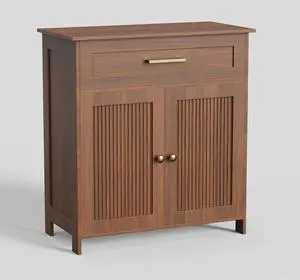 Fluted Buffet Cabinet with Drawer (Walnut) Fluted Buffet Cabinet with Drawer (Walnut)