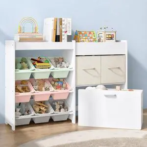 Toy Storage Organizer, 9 Bins, 2 Drawers, Toy Chest, Colorful Bins Toy Storage Organizer, 9 Bins, 2 Drawers, Toy Chest, Colorful Bins
