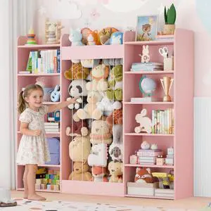 VontinT 63" W Wooden Toy Storage with Stuffed Animal Zoo, Kids Bookshelf VontinT 63" W Wooden Toy Storage with Stuffed Animal Zoo, Kids Bookshelf