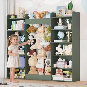 VontinT 63" W Wooden Kids Bookshelf Toy Organizer Stuffed Animal Storage VontinT 63" W Wooden Kids Bookshelf Toy Organizer Stuffed Animal Storage