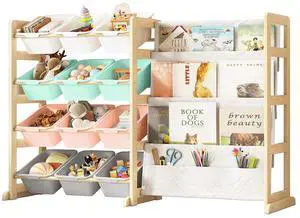 Toy Storage Organizer with Bookshelf - 12 Storage Bins 4-Tier Multipurpose Shelf to Organize Toys and Books for Kids Room, Playroom, Nursery Room, Multi-Color Toy Storage Organizer with Bookshelf - 12 Storage Bins 4-Tier Multipurpose Shelf to Organize Toys and Books for Kids Room, Playroom, Nursery Room, Multi-Color