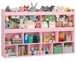 63.6"W Toy Storage Organizer, Kids Bookshelf with 10 Cube Organizer 63.6"W Toy Storage Organizer, Kids Bookshelf with 10 Cube Organizer