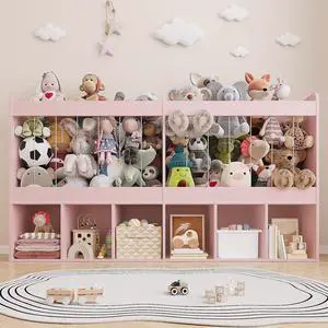 63.6" W Kids Toy Storage Organizer with Stuffed Animal Storage 63.6" W Kids Toy Storage Organizer with Stuffed Animal Storage