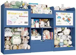 70.8"W Toy Organizers, 3-Tier Bookshelf with 2 Magnetic Drawing Boards 70.8"W Toy Organizers, 3-Tier Bookshelf with 2 Magnetic Drawing Boards