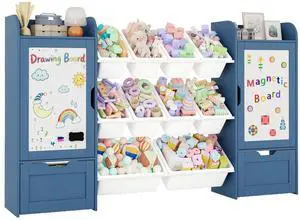 66" W 5-in-1 Kids Bookshelf and Toy Storage with Magnetic Drawing Boards 66" W 5-in-1 Kids Bookshelf and Toy Storage with Magnetic Drawing Boards