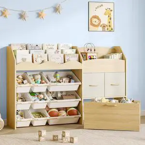 Kids Toy Storage Organizer, Scalloped Shelf, 9 Bins, Toy Chest Kids Toy Storage Organizer, Scalloped Shelf, 9 Bins, Toy Chest