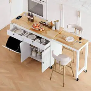 Kitchen Islands with Storage, Extendable Dining Table and Power Outlet Kitchen Islands with Storage, Extendable Dining Table and Power Outlet