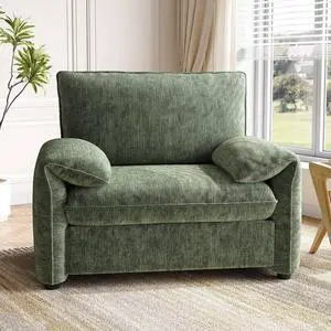 Oversized Accent Chair, Chenille Fabric Reading Chair Beige Oversized Accent Chair, Chenille Fabric Reading Chair Beige
