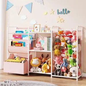 Kids Bookshelf and Toy Storage Organizer with Stuffed Animal Storage Kids Bookshelf and Toy Storage Organizer with Stuffed Animal Storage