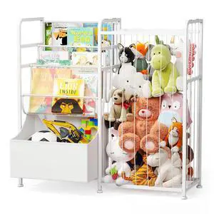 Kids Bookshelf and Toy Storage with Toy Bins, Stuffed Animal Storage Kids Bookshelf and Toy Storage with Toy Bins, Stuffed Animal Storage