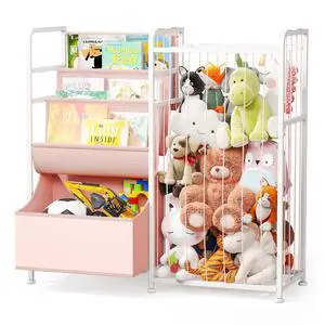 Kids Bookshelf and Toy Storage with Toy Bins, Stuffed Animal Storage Kids Bookshelf and Toy Storage with Toy Bins, Stuffed Animal Storage