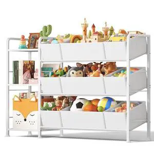 Kids Bookshelf and Toy Storage Organizer with 9 Removable Toy Bins Kids Bookshelf and Toy Storage Organizer with 9 Removable Toy Bins