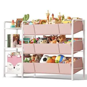 Kids Bookshelf and Toy Storage Organizer with 9 Removable Toy Bins Kids Bookshelf and Toy Storage Organizer with 9 Removable Toy Bins