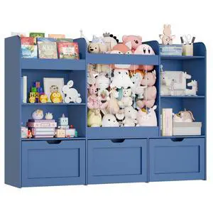 61" W Toy Organizer with Stuffed Animal Storage 3 Tier Bookshelf 61" W Toy Organizer with Stuffed Animal Storage 3 Tier Bookshelf