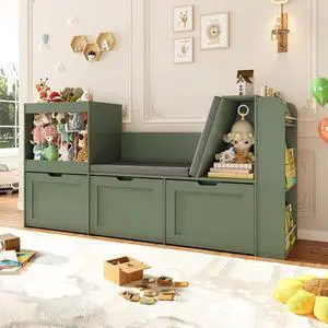 66.9" W Kids Reading Nook, Toy Storage with Stuffed Animal Storage 66.9" W Kids Reading Nook, Toy Storage with Stuffed Animal Storage