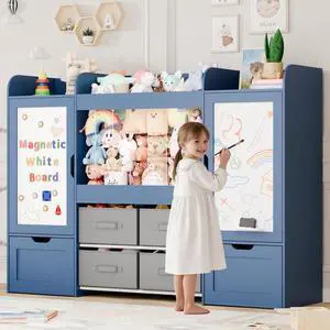 VontinT Montessori Toy Storage with Magnetic White Board & 6-Cube Bookshelf VontinT Montessori Toy Storage with Magnetic White Board & 6-Cube Bookshelf