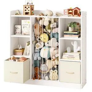 Toy Storage with Stuffed Animal Storage, White Kids Bookshelf Toy Storage with Stuffed Animal Storage, White Kids Bookshelf