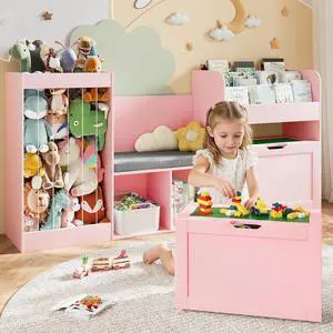 VontinT 68.9"W Kids Toy Storage Reading Nook with Bookshelf & Drawer,Wooden VontinT 68.9"W Kids Toy Storage Reading Nook with Bookshelf & Drawer,Wooden
