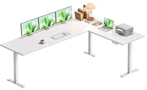 Casaottima 79 Inch L Shaped Electric Standing Desk, Home Office, White Casaottima 79 Inch L Shaped Electric Standing Desk, Home Office, White