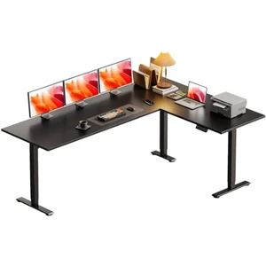 Casaottima 71 Inch L Shaped Electric Standing Desk, Home Office, Black Casaottima 71 Inch L Shaped Electric Standing Desk, Home Office, Black