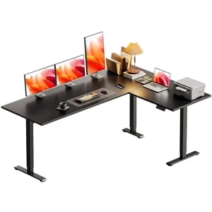 Casaottima 63 Inch L Shaped Electric Standing Desk, Home Office, Black Casaottima 63 Inch L Shaped Electric Standing Desk, Home Office, Black