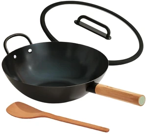 13" PFAS-Free Carbon Steel Wok Pan with Lid, Induction-Safe 13" PFAS-Free Carbon Steel Wok Pan with Lid, Induction-Safe