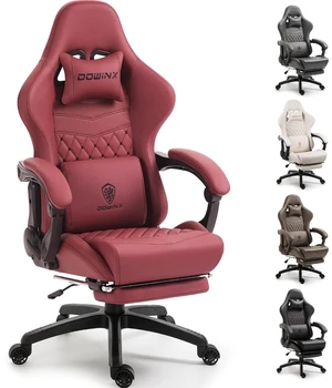 Big & Tall Vintage Gaming Chair for Adults, 400 lb Capacity Heavy Duty Ergonomic Computer Chair with Massage Lumbar, Footrest & Easy Side Recline, Red Big & Tall Vintage Gaming Chair for Adults, 400 lb Capacity Heavy Duty Ergonomic Computer Chair with Massage Lumbar, Footrest & Easy Side Recline, Red