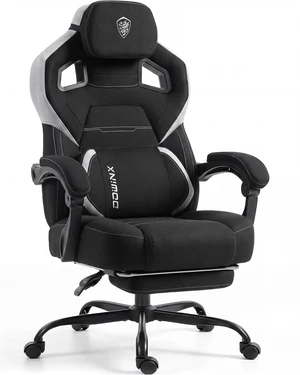 Big and Tall Gaming Chair with Footrest, Linen Black Big and Tall Gaming Chair with Footrest, Linen Black
