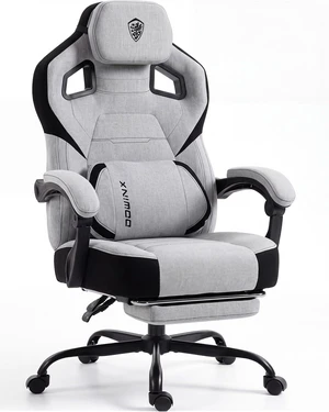 Big and Tall Gaming Chair with Footrest, Light Gray Big and Tall Gaming Chair with Footrest, Light Gray
