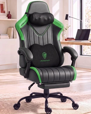 Ergonomic Gaming Chair for Adults with Massage Neck Support, Green Ergonomic Gaming Chair for Adults with Massage Neck Support, Green