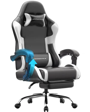 Ergonomic Gaming Chair with Footrest & Massage Lumbar, 2D-Linkage Armrests for Computer Chair 330lbs with Headrest Pillow for Office, Home, Streaming and Long Gaming Sessions, White Ergonomic Gaming Chair with Footrest & Massage Lumbar, 2D-Linkage Armrests for Computer Chair 330lbs with Headrest Pillow for Office, Home, Streaming and Long Gaming Sessions, White