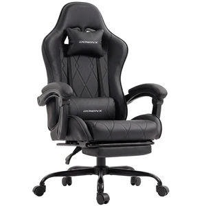 Gaming Chair with Footrest, Ergonomic Office Chair, Black Gaming Chair with Footrest, Ergonomic Office Chair, Black