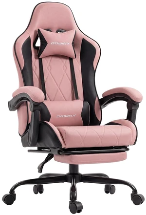 Gaming Chair with Footrest, Ergonomic Office Chair, Pink Gaming Chair with Footrest, Ergonomic Office Chair, Pink