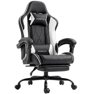 Gaming Chair with Footrest, Ergonomic Office Chair, Black White Gaming Chair with Footrest, Ergonomic Office Chair, Black White