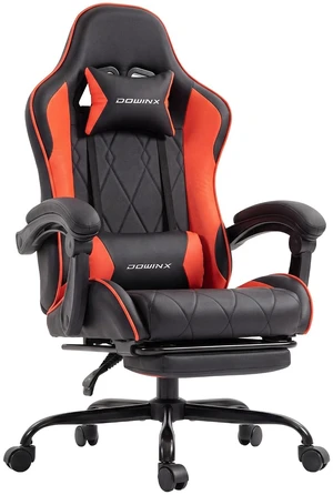 Gaming Chair with Footrest, Ergonomic Office Chair, Red Gaming Chair with Footrest, Ergonomic Office Chair, Red