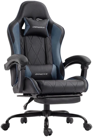 Gaming Chair with Footrest, Ergonomic Office Chair, Blue Gaming Chair with Footrest, Ergonomic Office Chair, Blue