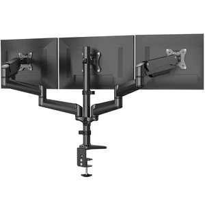Triple Monitor Mount for 17 to 32 inch Screens, Adjustment Gaming Triple Monitor Stand with Swivel, Tilt, Rotation, Clamp & Grommet Kit Triple Monitor Mount for 17 to 32 inch Screens, Adjustment Gaming Triple Monitor Stand with Swivel, Tilt, Rotation, Clamp & Grommet Kit
